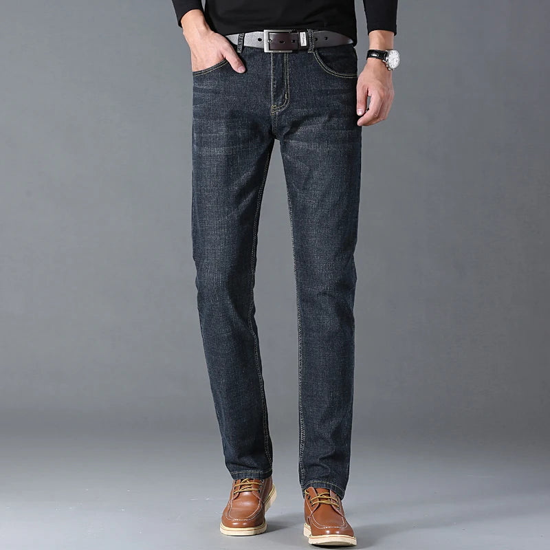 Mens Casual Jeans Slim Fit Stretch Denim Trousers For Spring Autumn