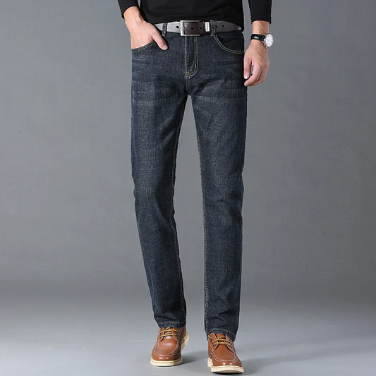 Mens Casual Jeans Slim Fit Stretch Denim Trousers For Spring Autumn