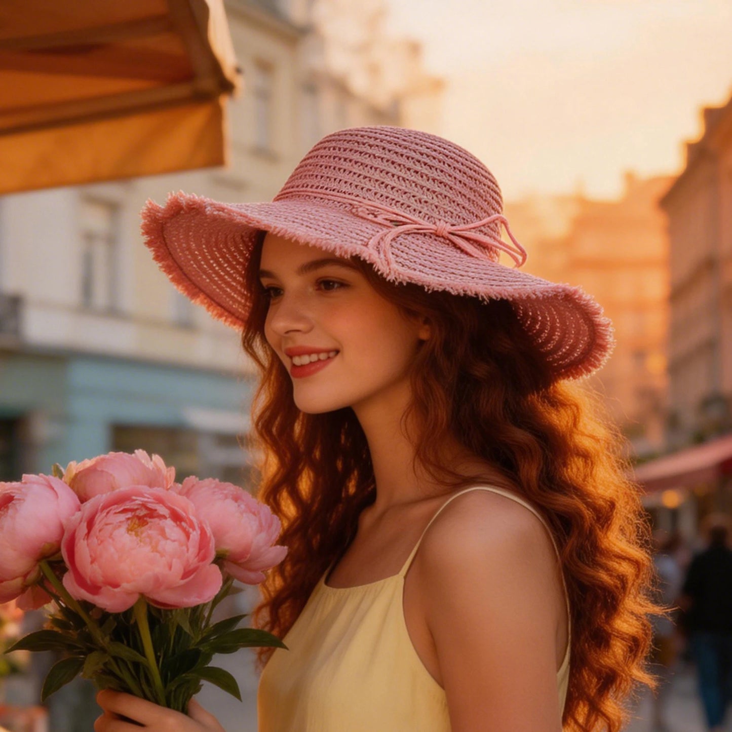 Women’s Wide Brim Straw Sun Hat For Summer Beach Wear