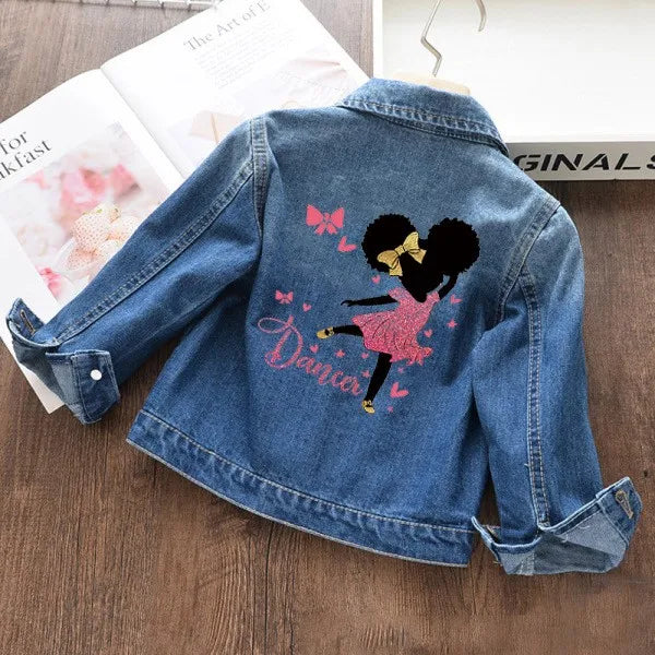 Sondr Girls Cartoon Unicorn Denim Jacket Casual Outerwear Coat
