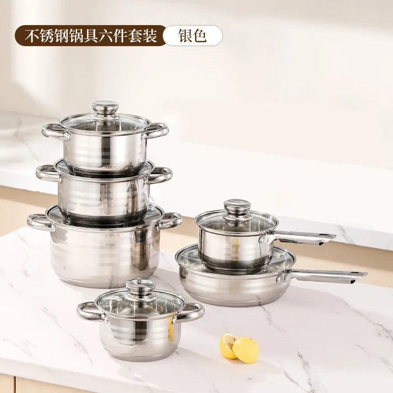 Stainless Steel Six Piece Milk Pot Set for Everyday Cooking