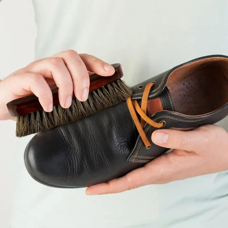 Leather Textile Cleaning Brush With Horse Hair Bristles And Wood Handle