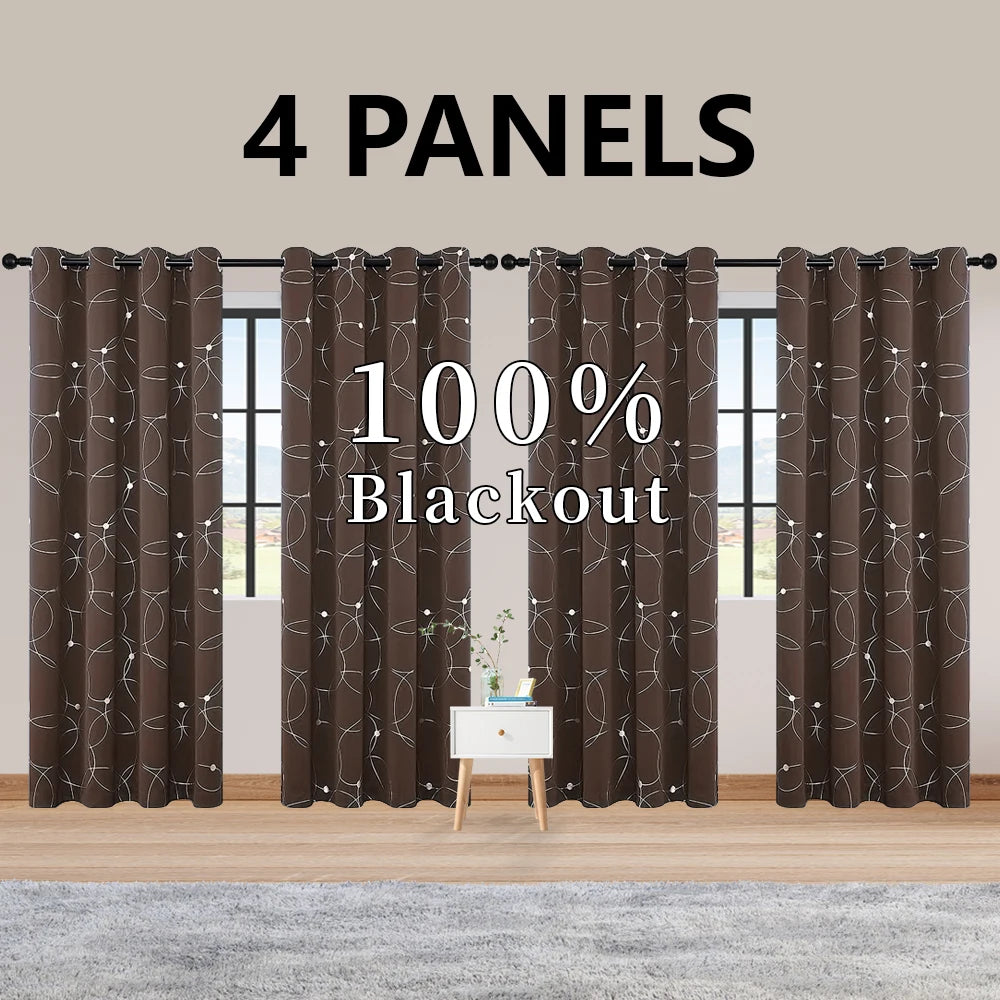 Circle And Dots Foil Thermal Insulated Curtains