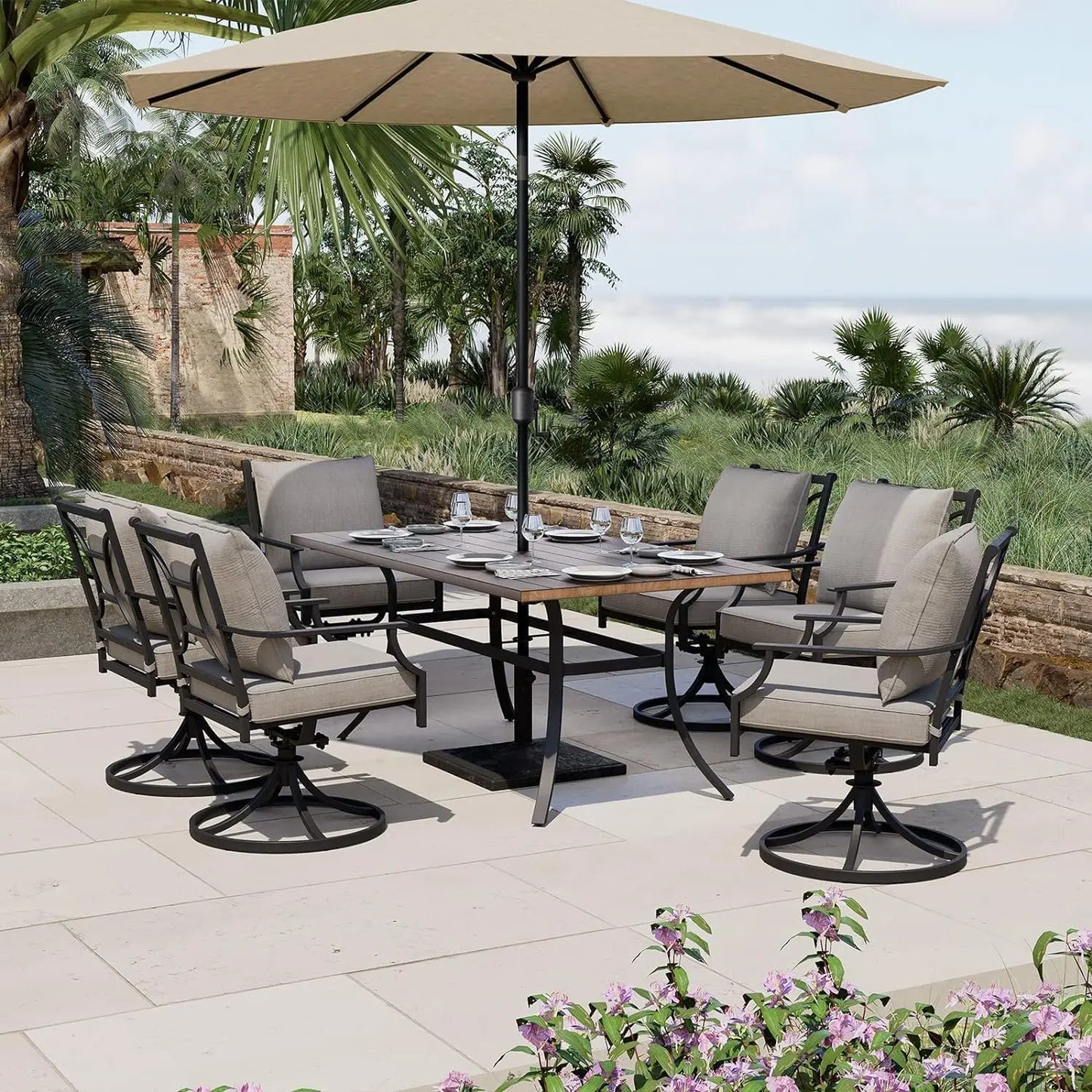 Grand Patio 7-Piece Outdoor Dining Set for Six Swivel Chairs