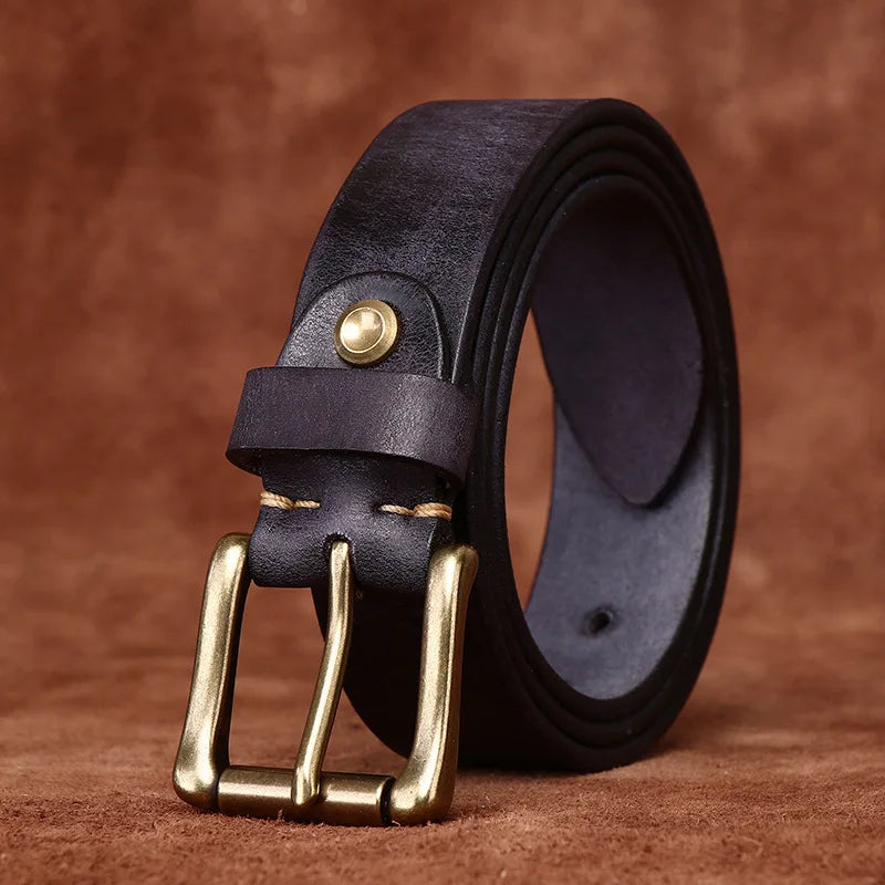 CINESSD Genuine Cowhide Leather Belt With Brass Pin Buckle