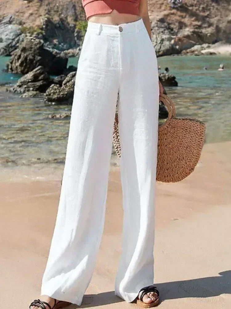 Shzxssfy Women's Summer Cotton Linen Wide Leg Pants