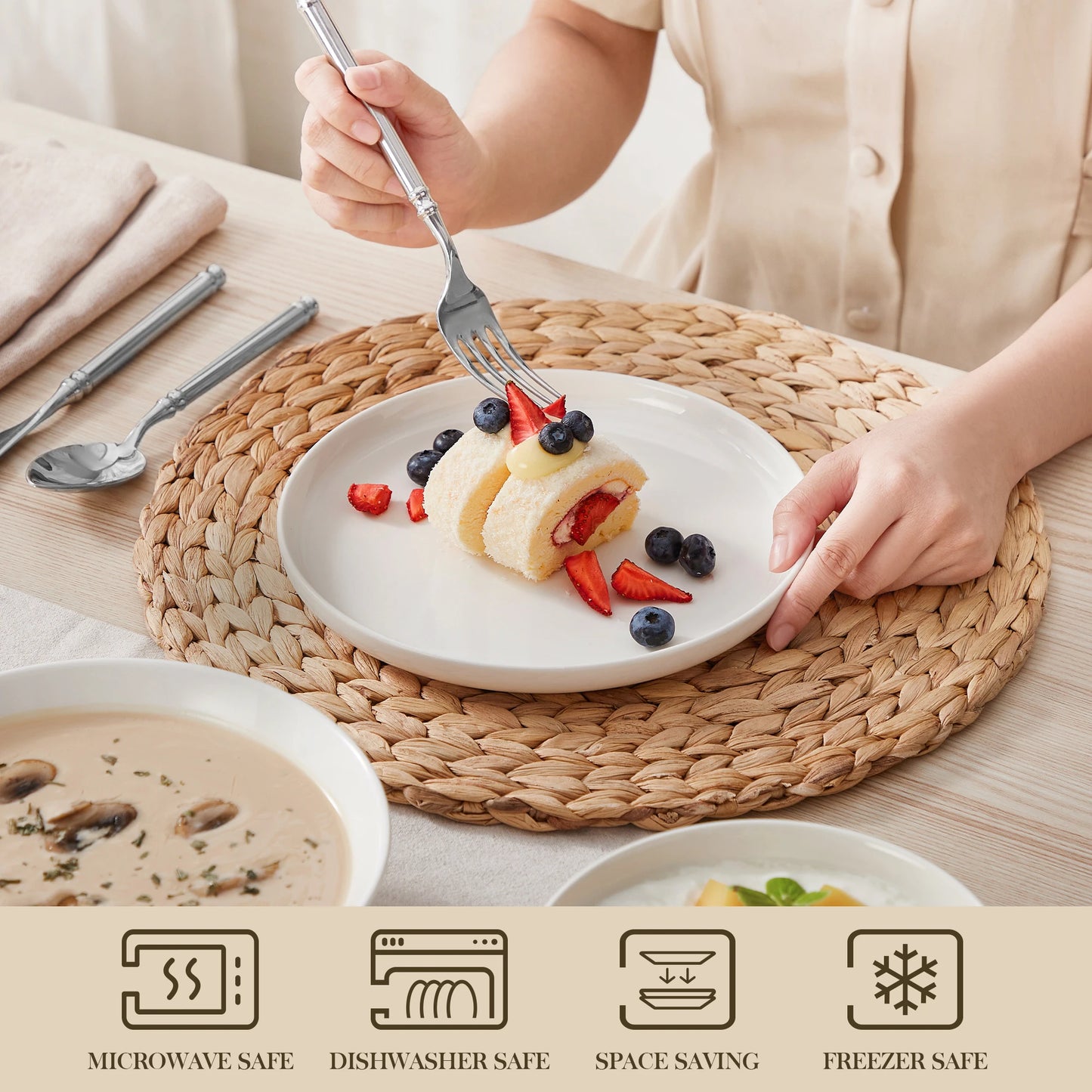 Malacasa Premium Ceramic Dinnerware Set With Bowls