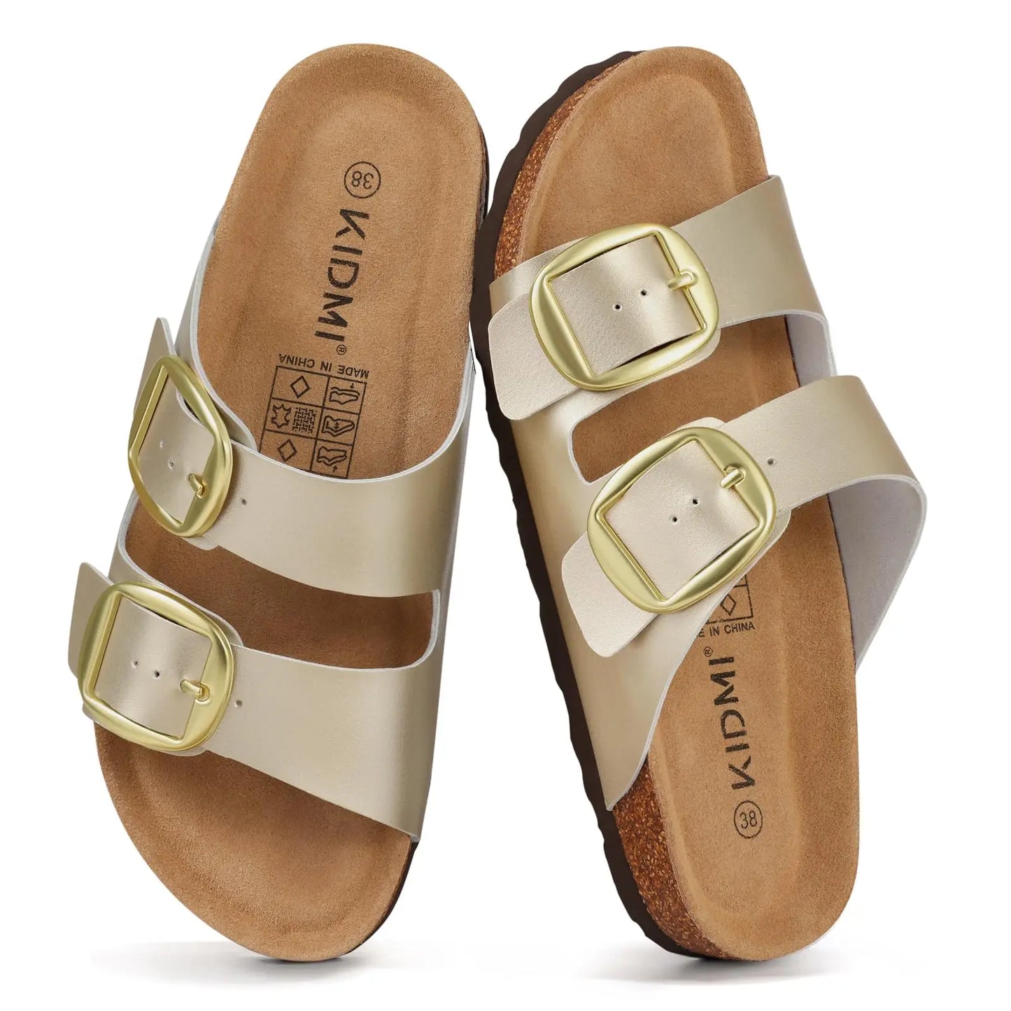 Women's Cork Sandals With Arch Support Buckle Slides For Outdoor