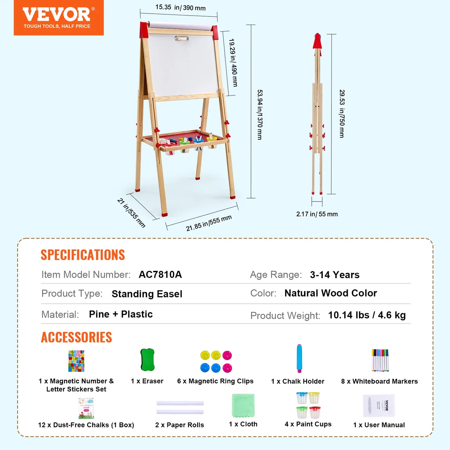 SucceBuy Wooden Double Sided Magnetic Drawing Board For Kids