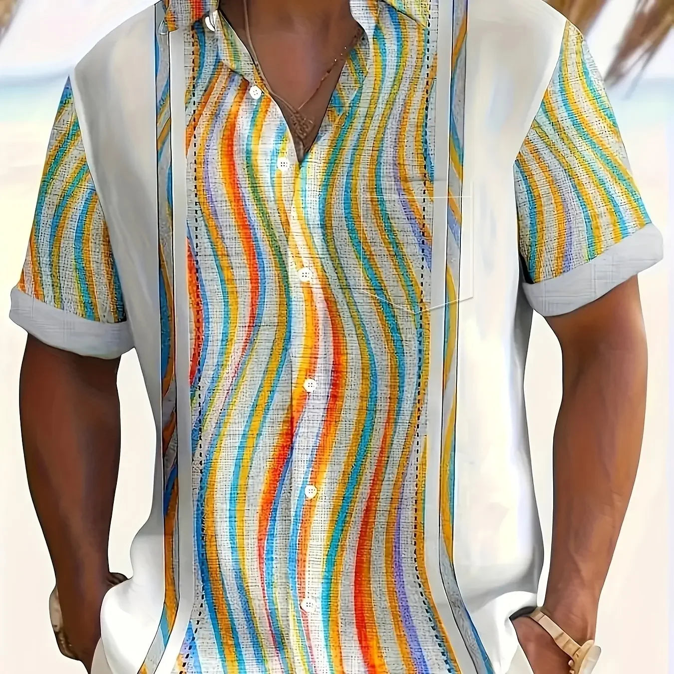 Mens 3D Printed Short Sleeve Hawaiian Shirt With Multiple Patterns