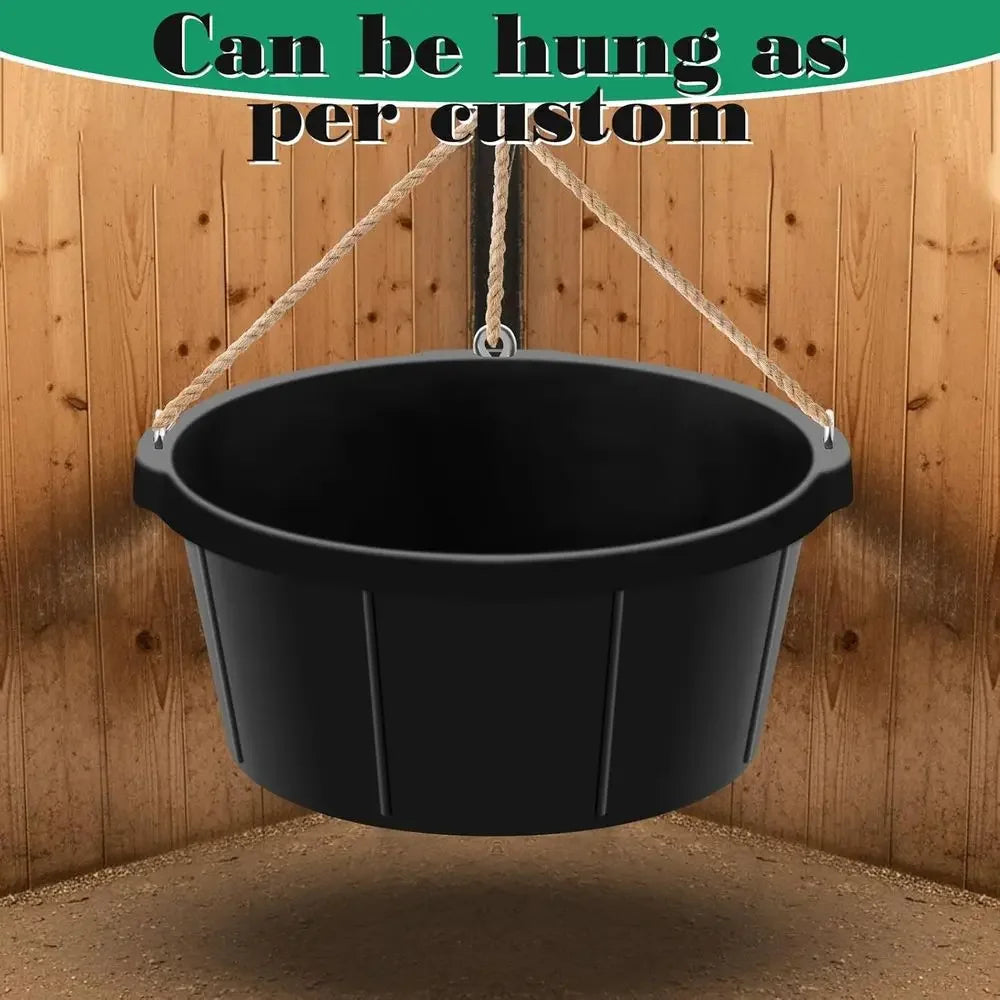 Three Pack Rubber Feed Troughs With Hooks 6.5 Gallon Capacity