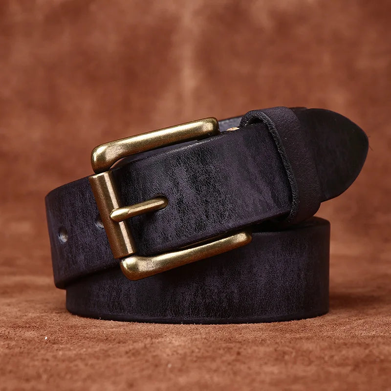 CINESSD Genuine Cowhide Leather Belt With Brass Buckle