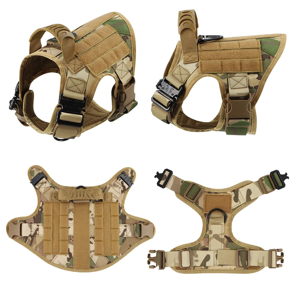 PETRAVELC Tactical Dog Harness Leash Set For Large Dogs