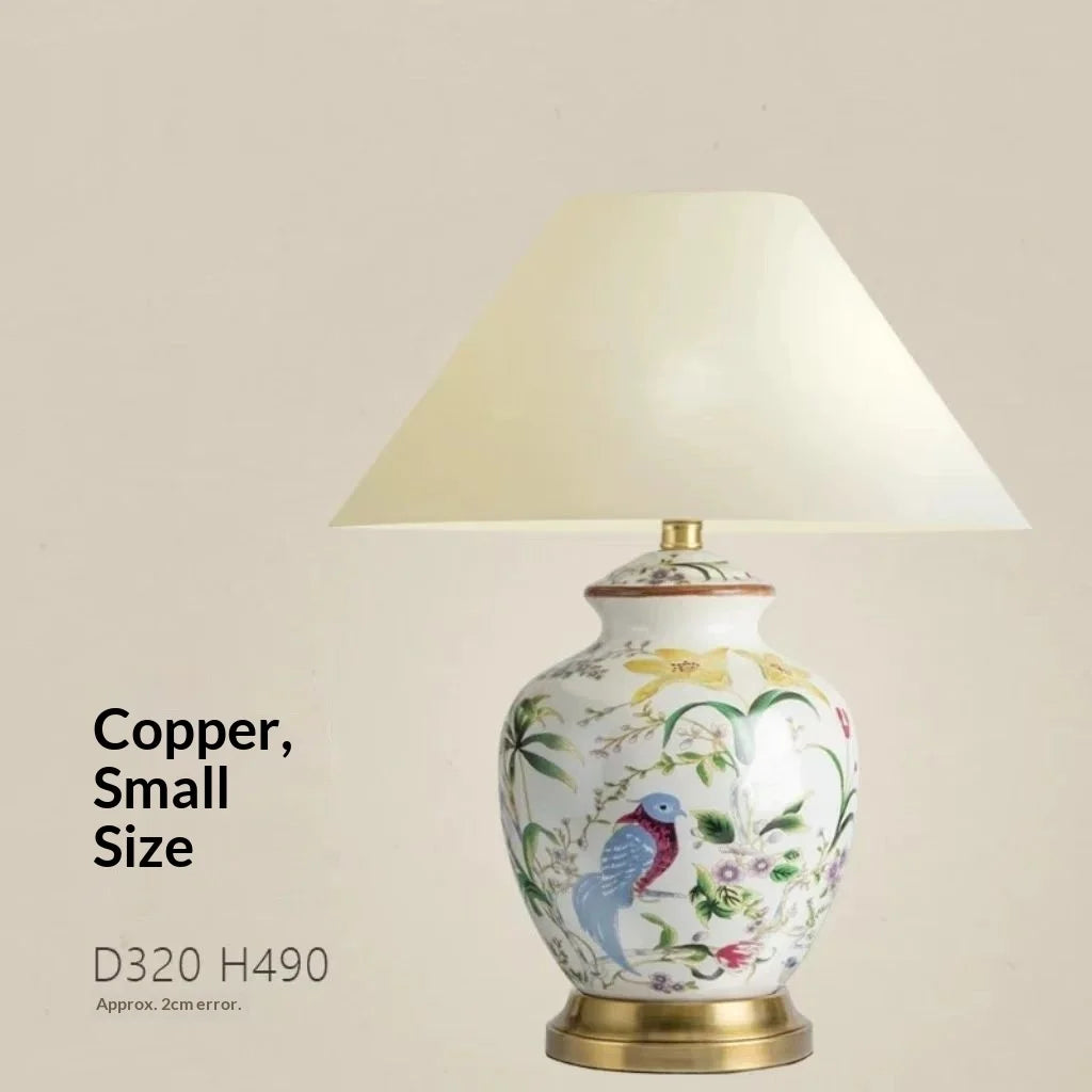 Ceramic Flower Bird Desk Lamp LED For Bedroom Living Room