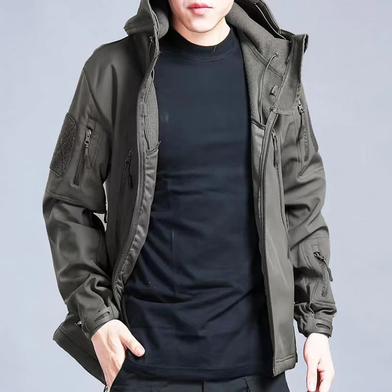 Mazerout Men Tactical Softshell Waterproof Fleece Jacket