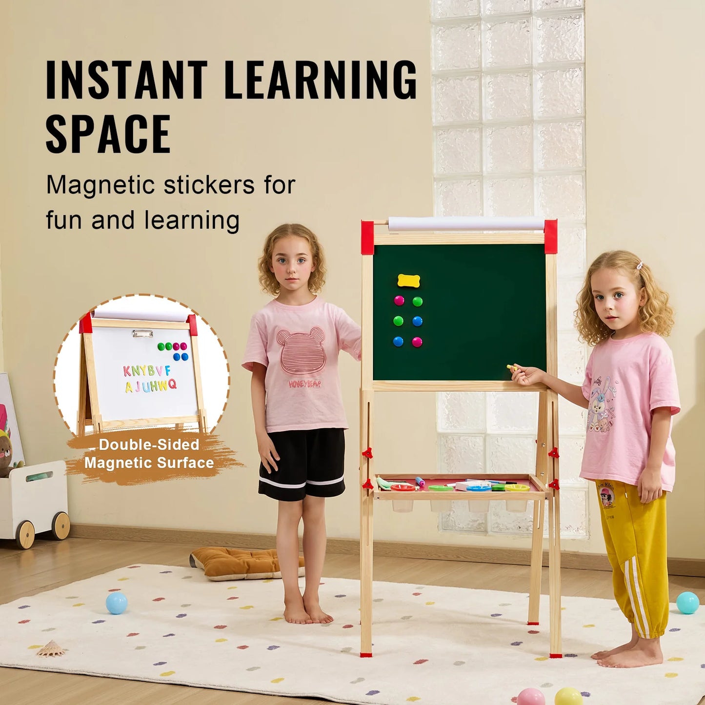 SucceBuy Wooden Double Sided Magnetic Drawing Board For Kids