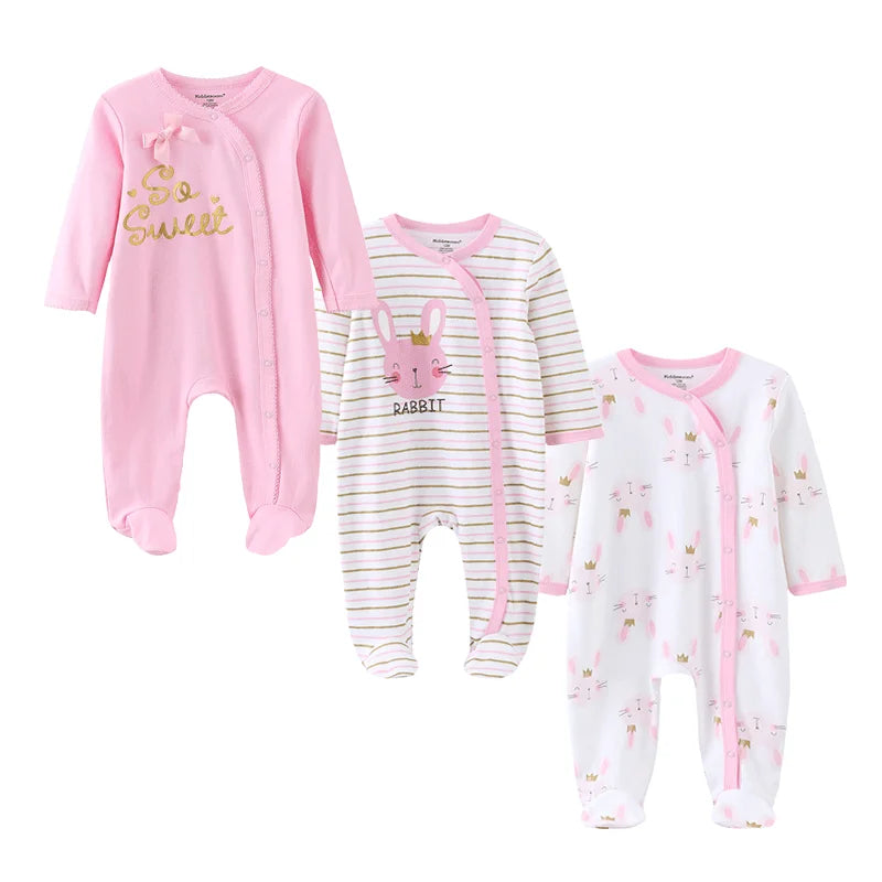 3 Piece Baby Romper Set Autumn Winter Long Sleeve 100% Cotton