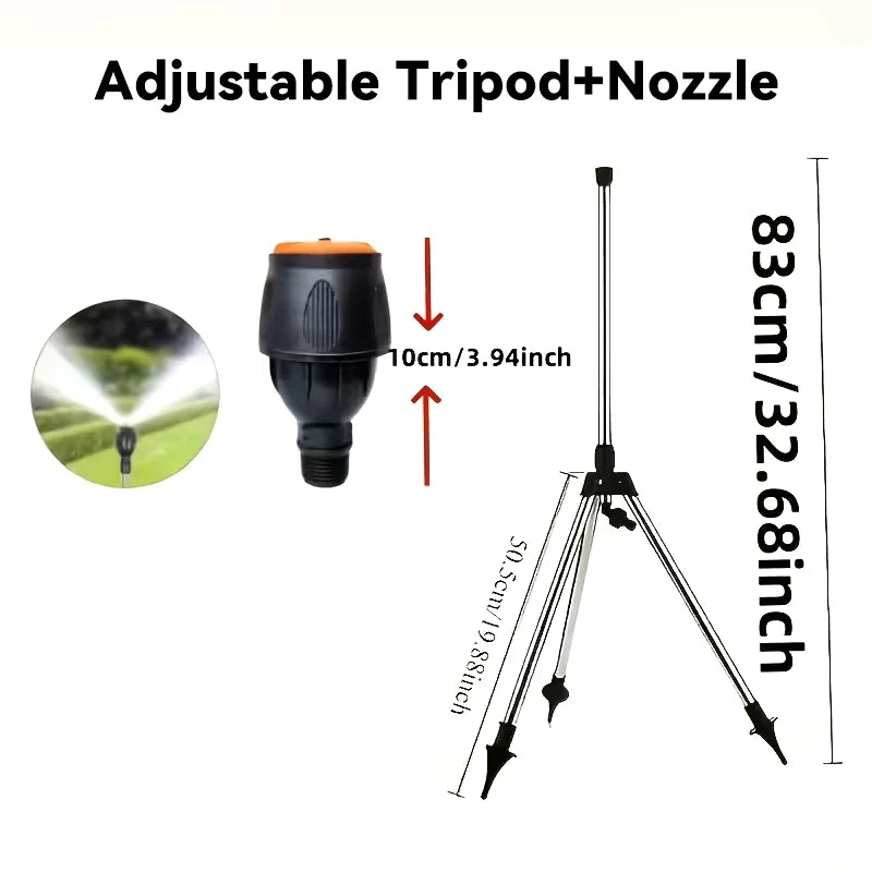 360° Rotating Retractable Lawn Sprinkler, Stainless Steel Irrigation System with Adjustable Tripod & Atomizing Nozzle for Garden