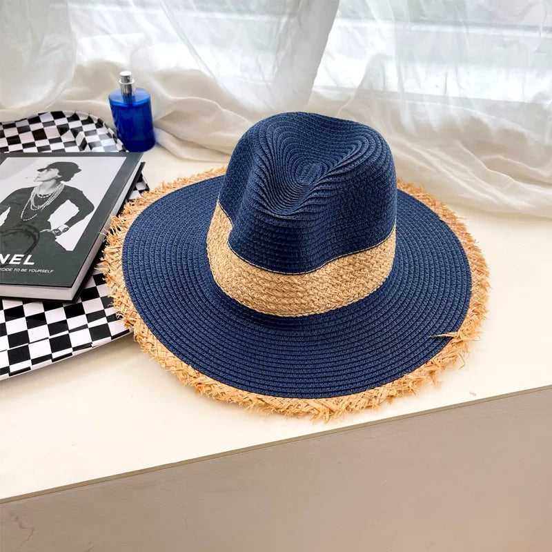 TrancyfineCN Unisex Straw Fedora Hat Travel Beach Sun Hat