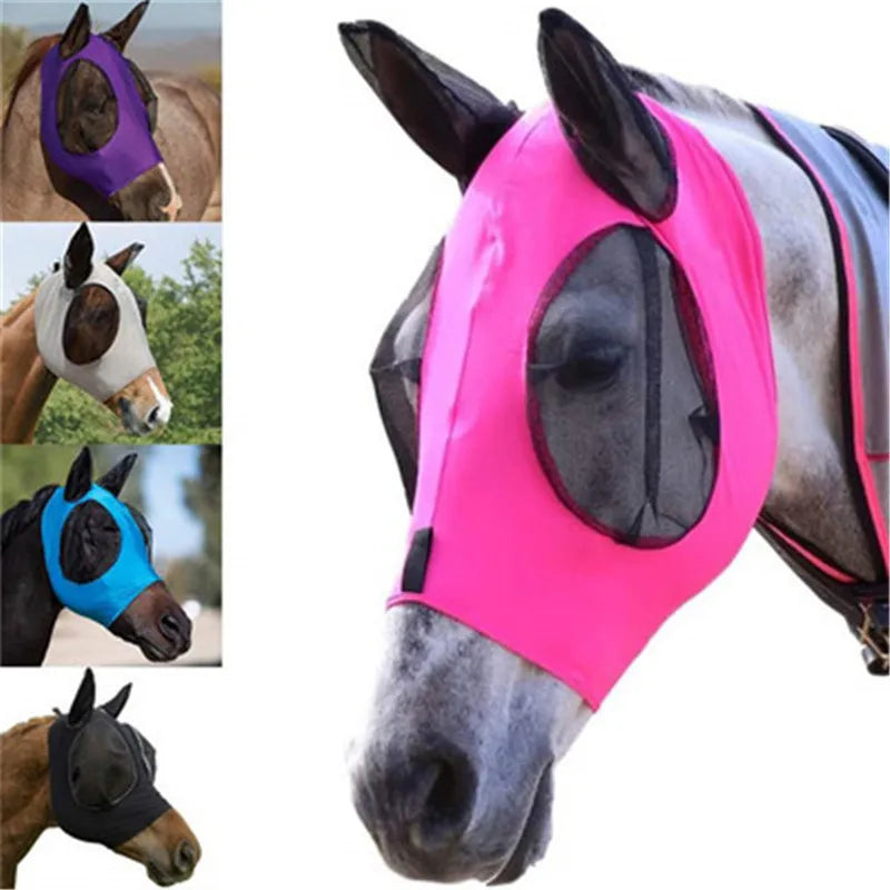 Anti Fly Mesh Equine Mask For Horses With Covered Ears