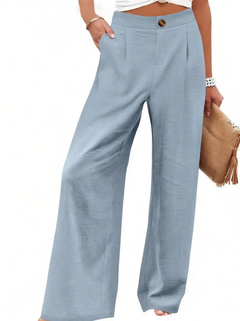 Others High Waist Wide Leg Pants For Women Summer Polyester