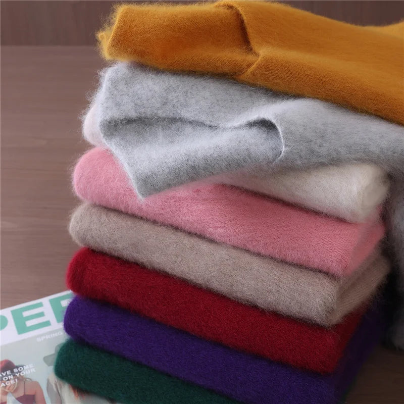 Mink Cashmere Women's V-Neck Knit Pullover Sweater