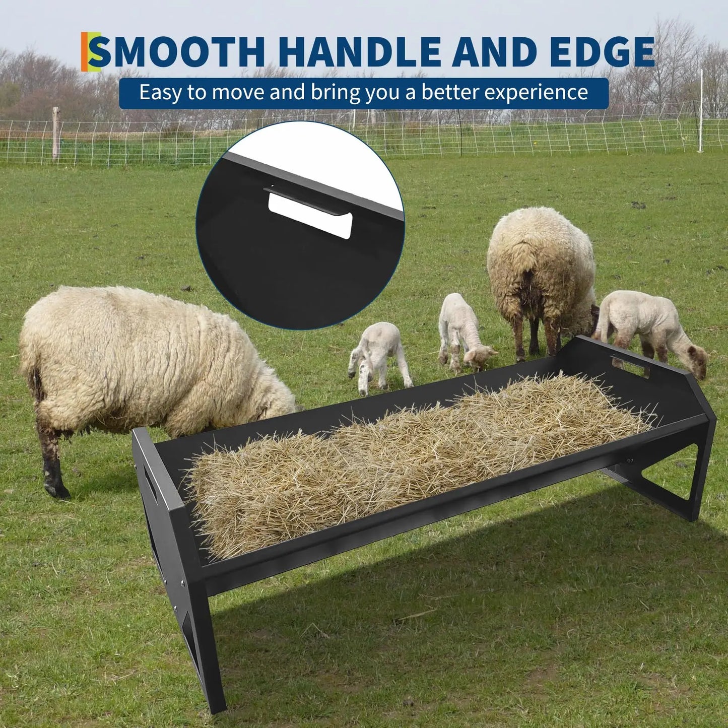 HiMISS 22 Gallon Heavy Duty Galvanized Steel Livestock Feeder Rustproof V Shaped
