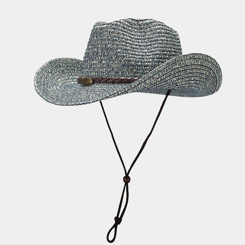 Unisex Wide Brim Sun Hat Adjustable Breathable Straw Cap
