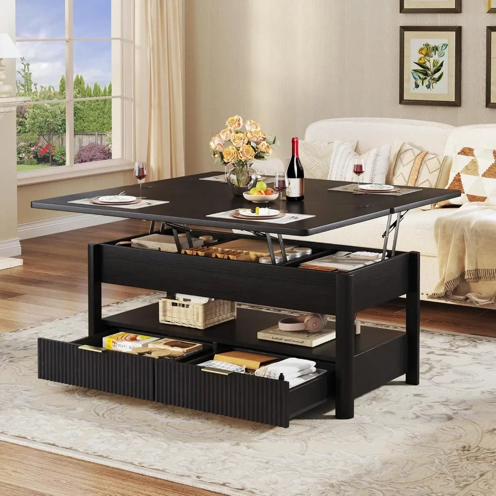 Luxury Lift Top Coffee Table With 4-in-1 Storage And Drawers