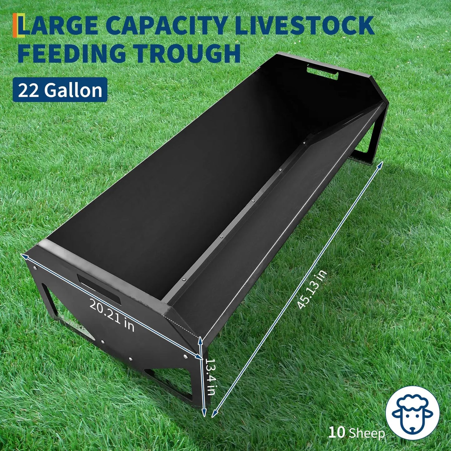 HiMISS 22 Gallon Heavy Duty Galvanized Steel Livestock Feeder Rustproof V Shaped