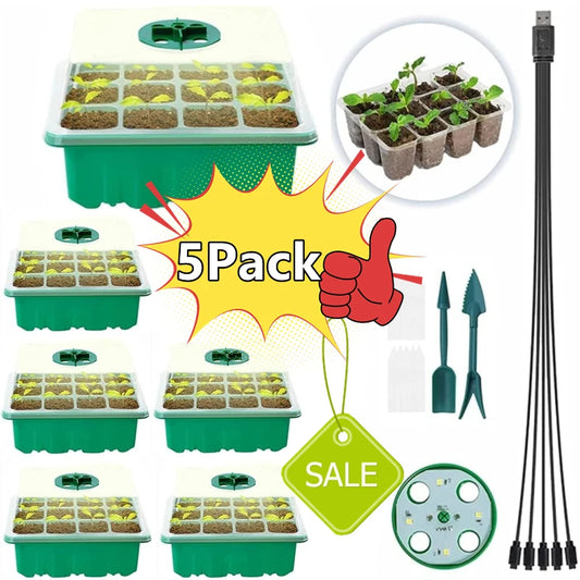 5 Pack Full Spectrum LED Grow Light With Seedling Tray