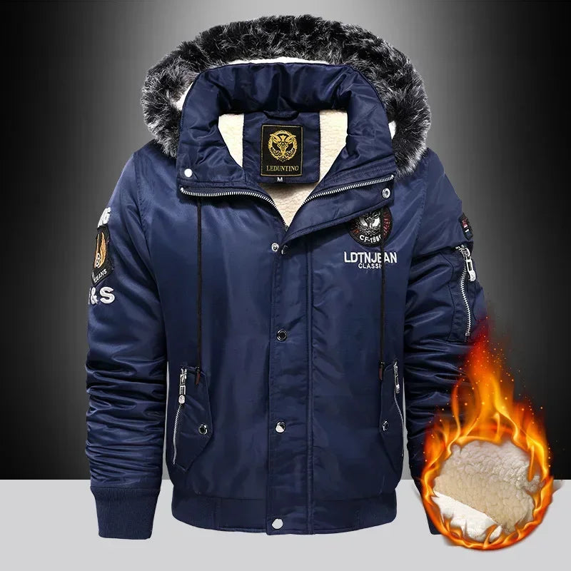 Men's Padded Parka Coat With Silk Filling And Hood