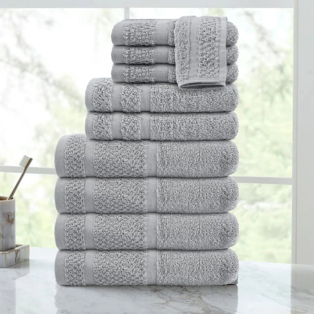 Cotton Towel Set 10 Piece Quick Dry Bath Towels Washcloths
