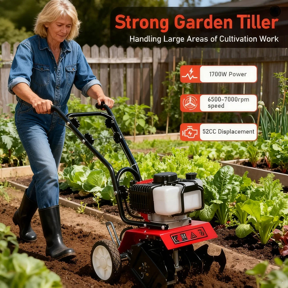 Tungfull Gas Powered 2 Stroke Micro Cultivator Garden Tiller