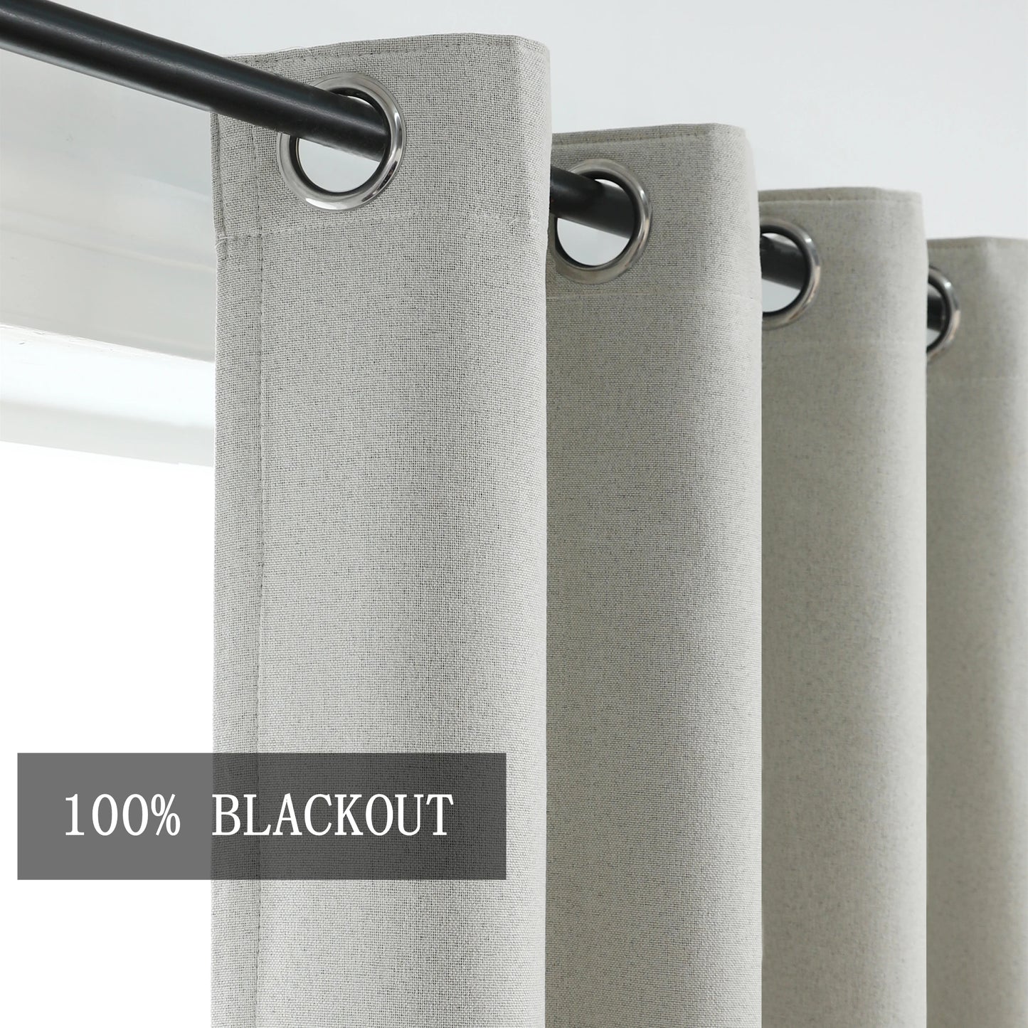 Custom Made Blackout Soundproof Faux Linen Curtains