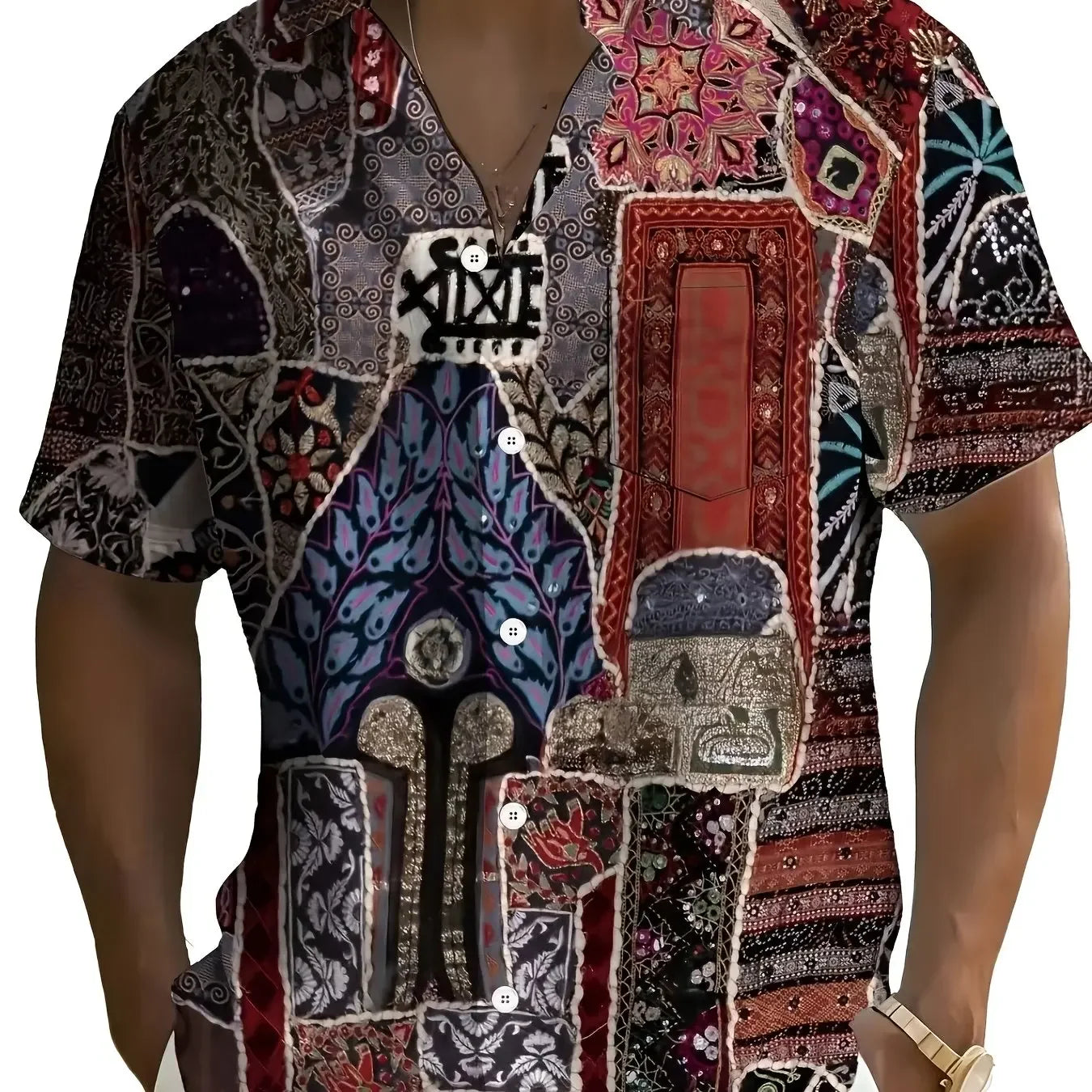 Mens 3D Printed Short Sleeve Hawaiian Shirt With Multiple Patterns