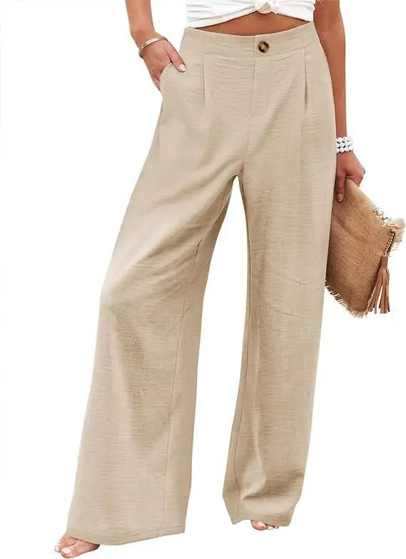 Others High Waist Wide Leg Pants For Women Summer Polyester
