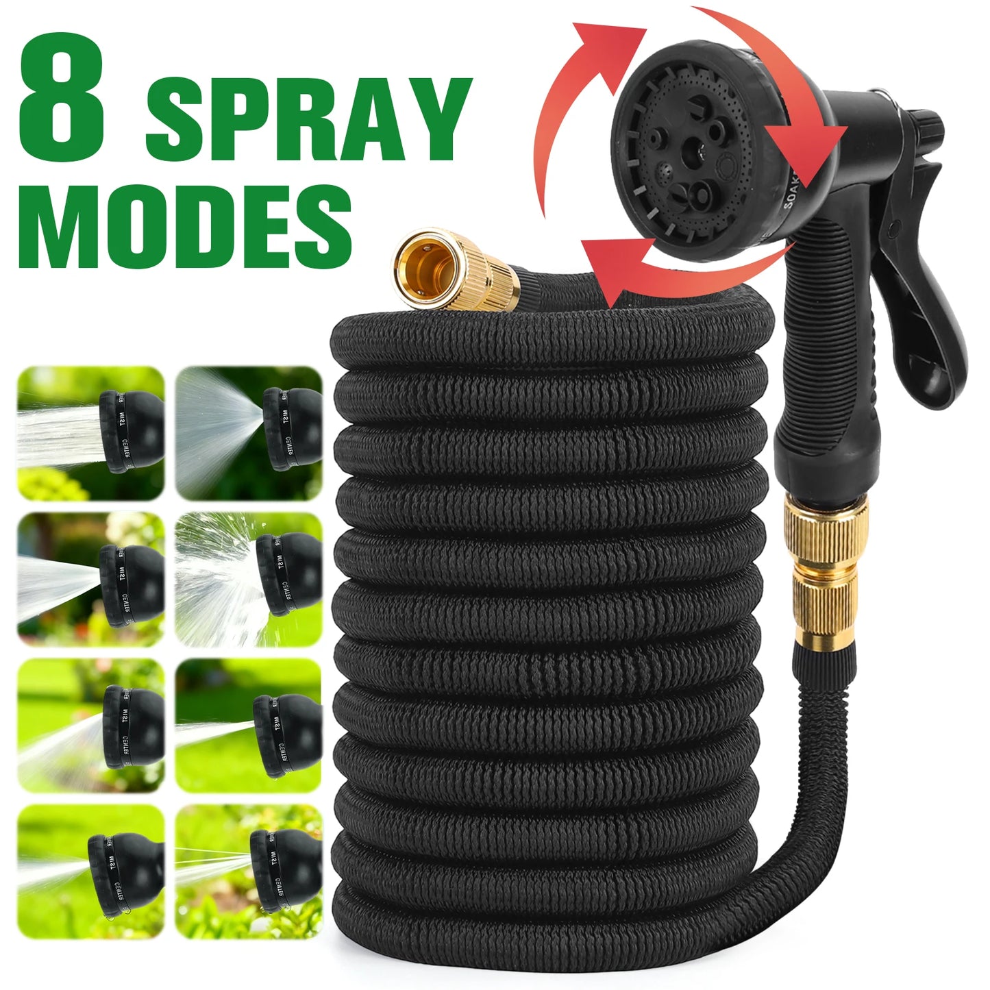 Shunmaii Expandable Garden Hose With 8 Mode Spray Gun