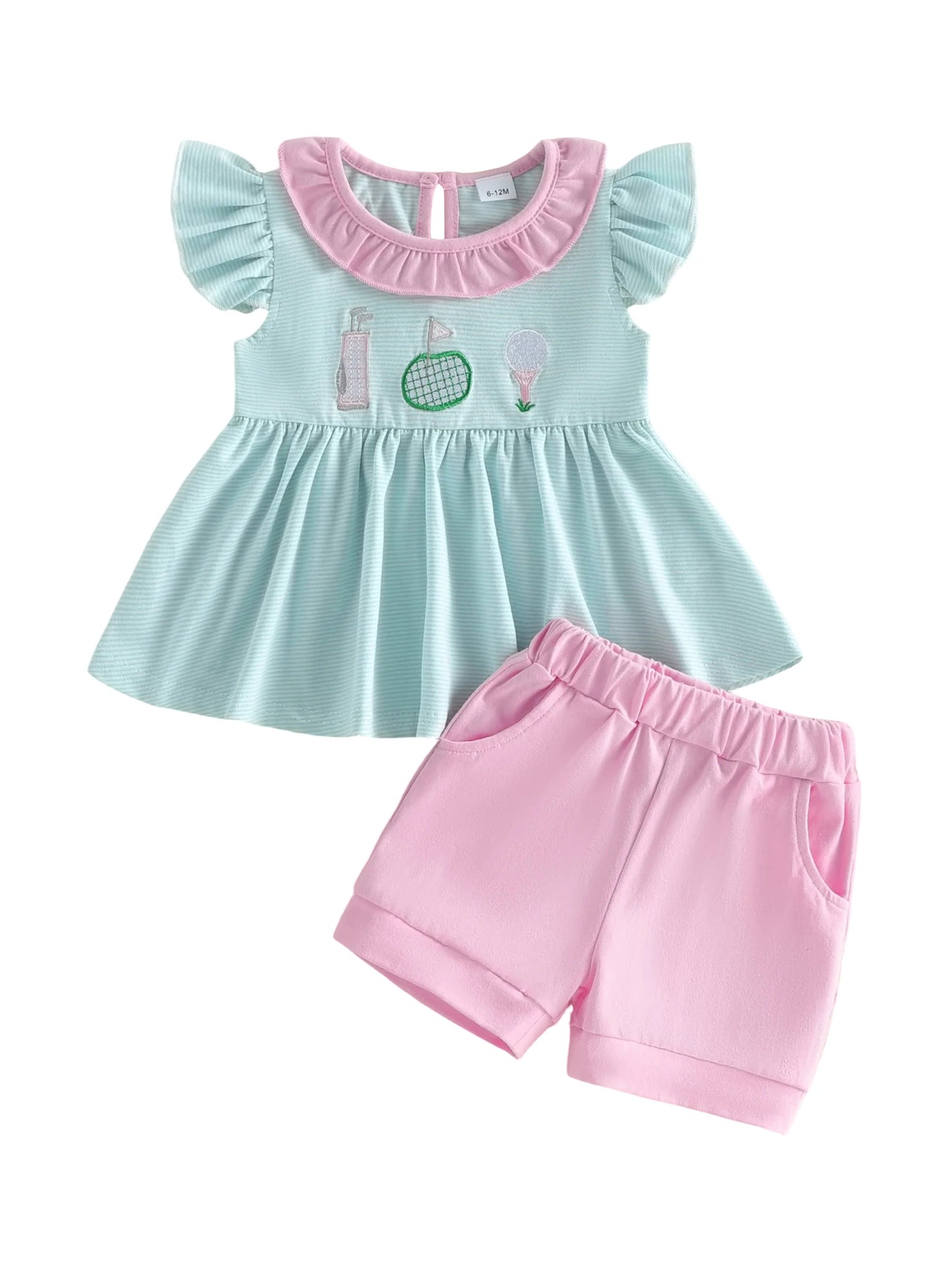Toddler Girl 2 Piece Summer Set Striped Top Shorts