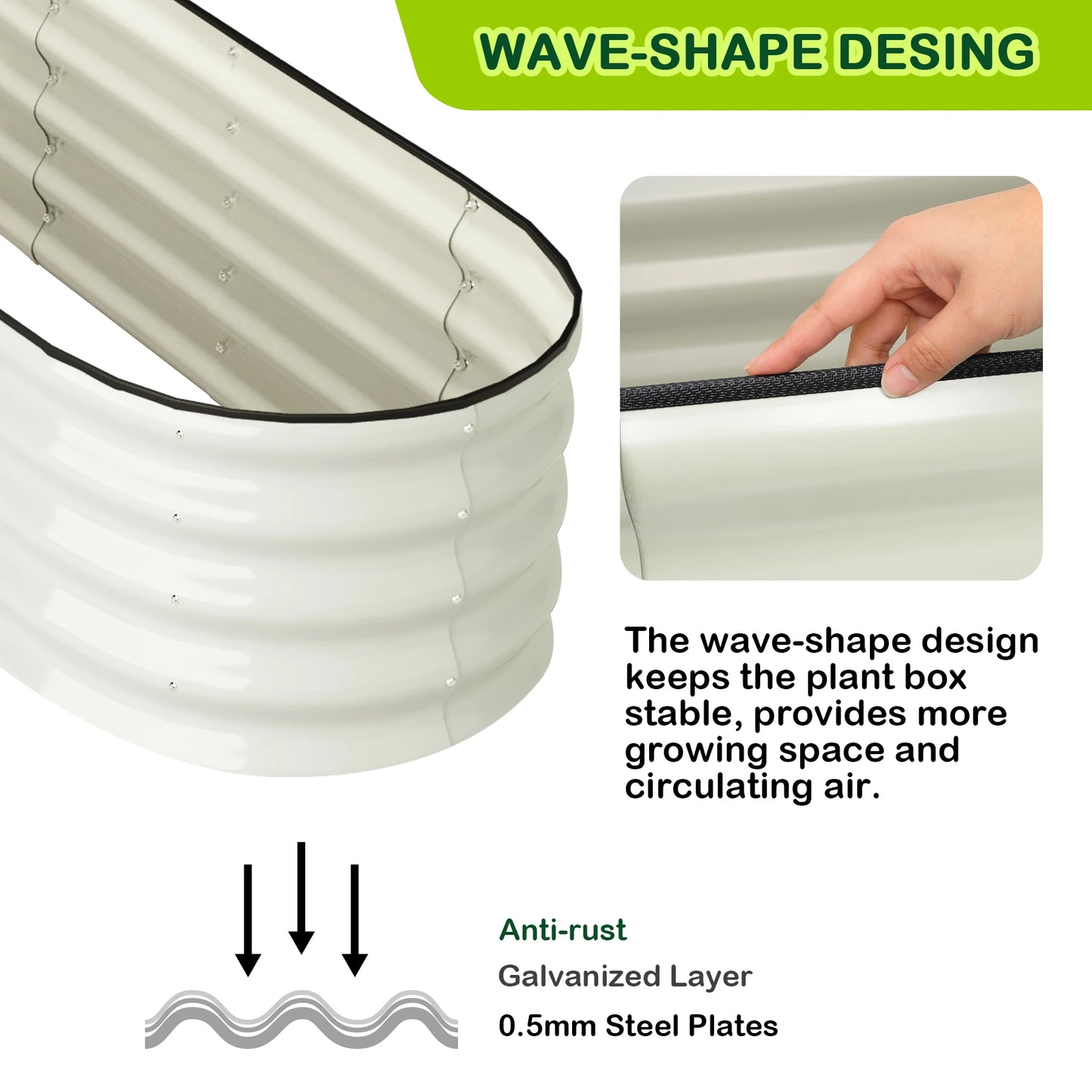 HiMIS Oval Galvanized Raised Garden Bed Outdoor Planter