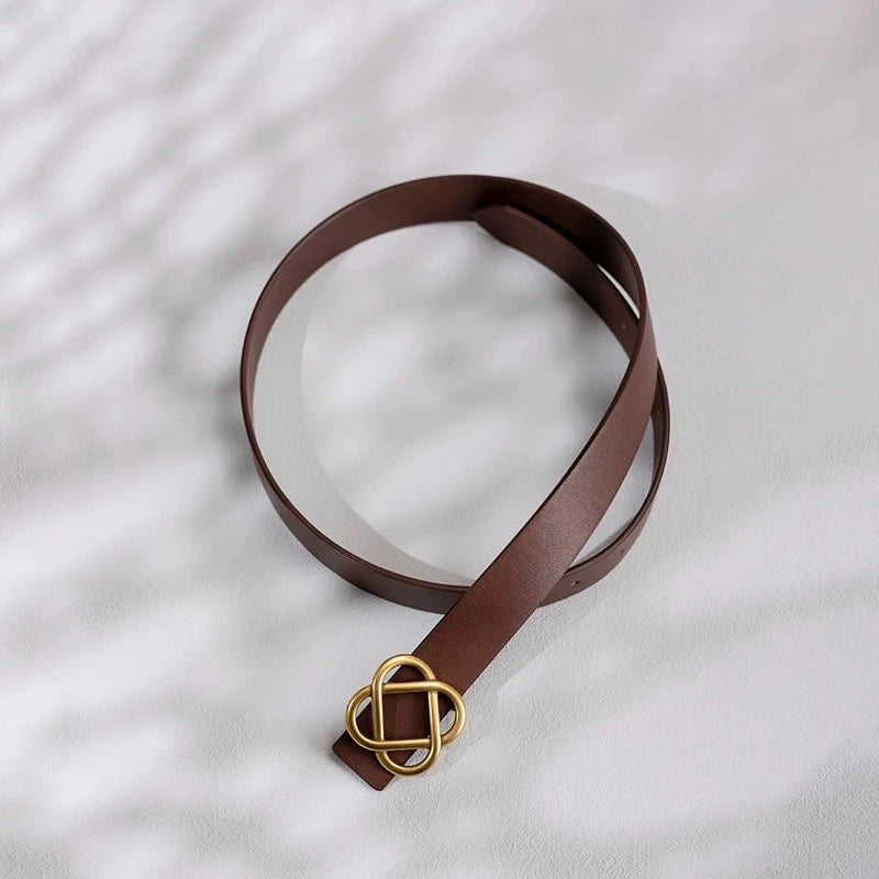 Suede Cowhide Belt For Women Vintage Style Retro Buckle
