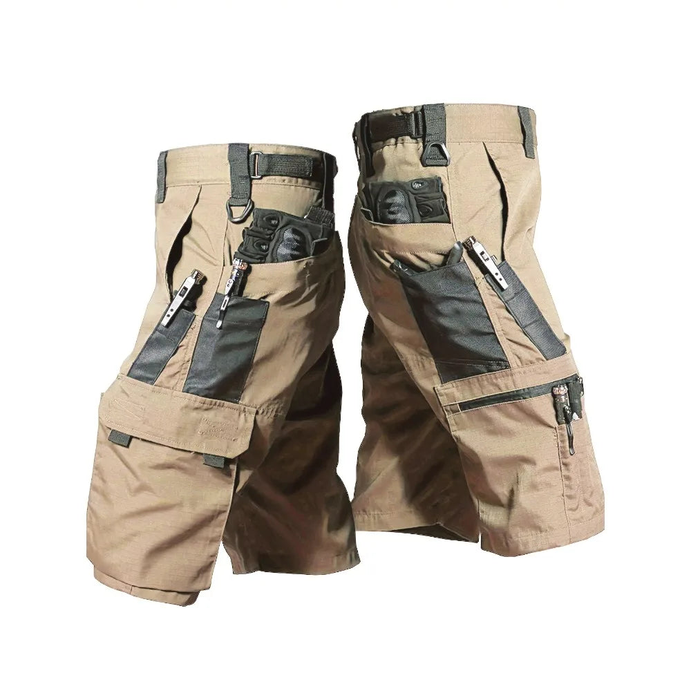 YKS JOOBCN Men's Multi-Pocket Outdoor Shorts Waterproof Wear-Resistant