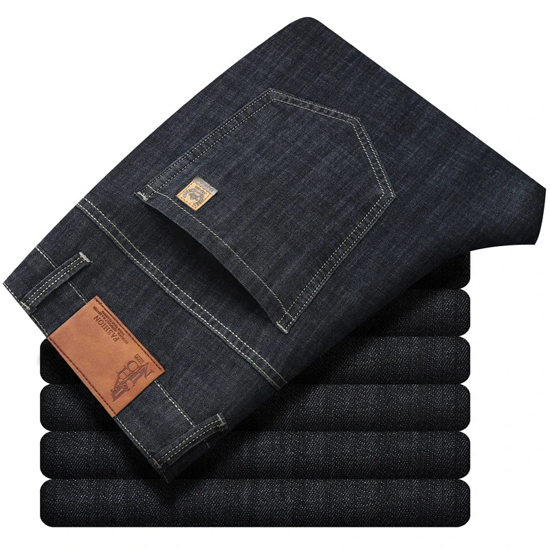 Lyocell Summer Men Jeans Breathable Slim Straight Denim Trousers