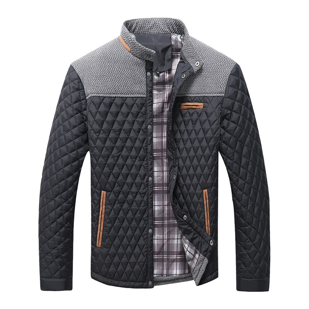 Men's Winter Bomber Jacket Quilted Waterproof Lightweight Business Casual Outerwear