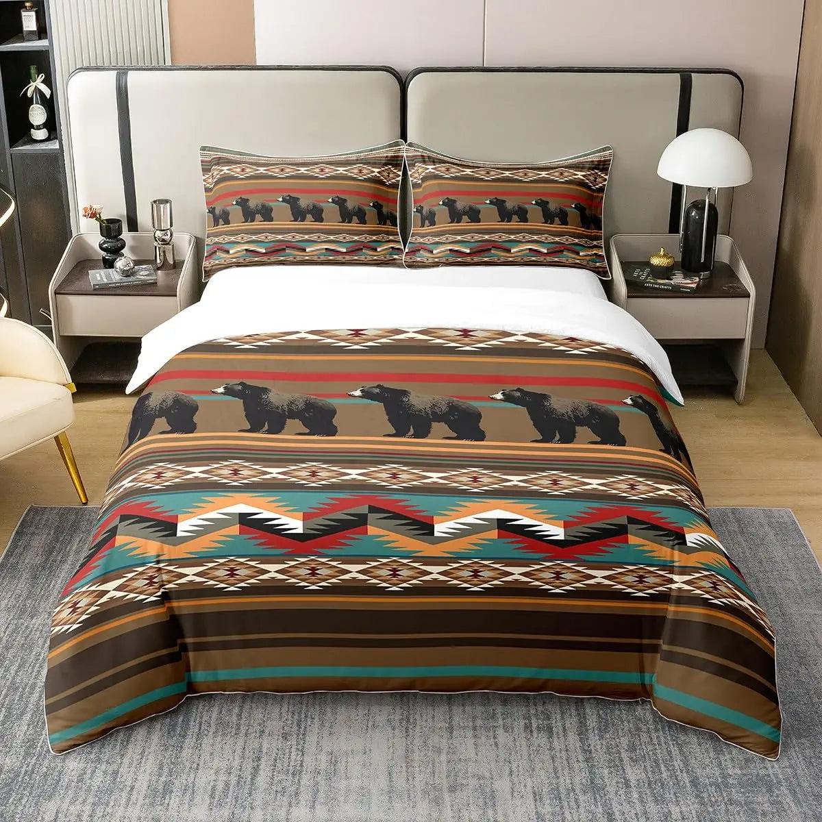 NONECN Western Cowboy Print Duvet Cover Set Bedding