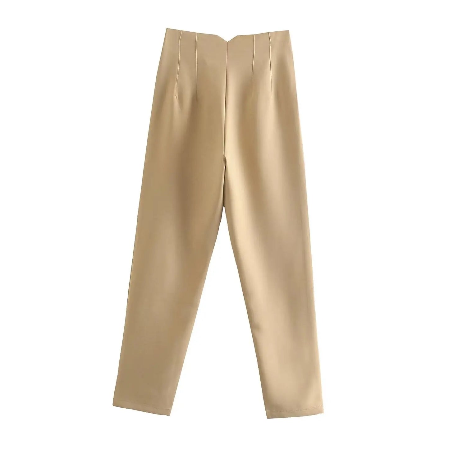 Others High Waist Casual Pants For Women Slim Fit Polyester