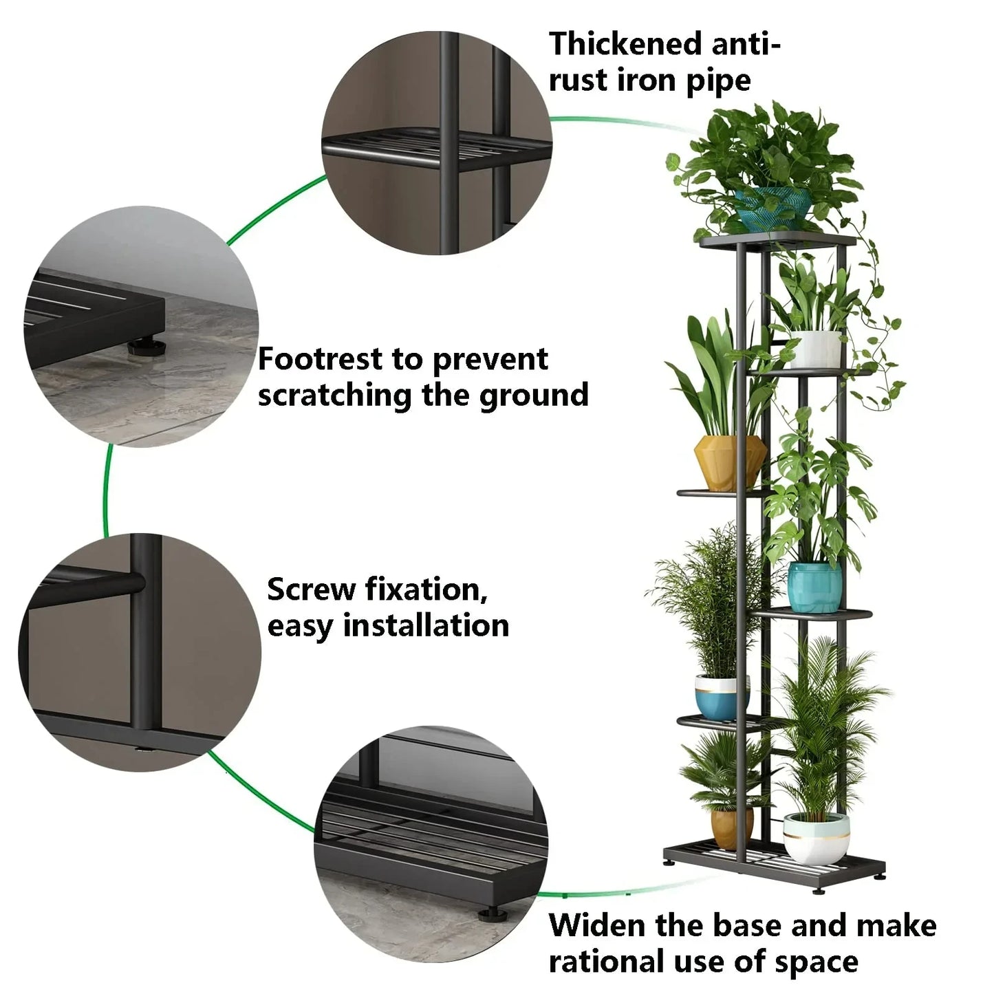 Iron Flower Stand Pot Display Shelf For Balcony Garden Decoration