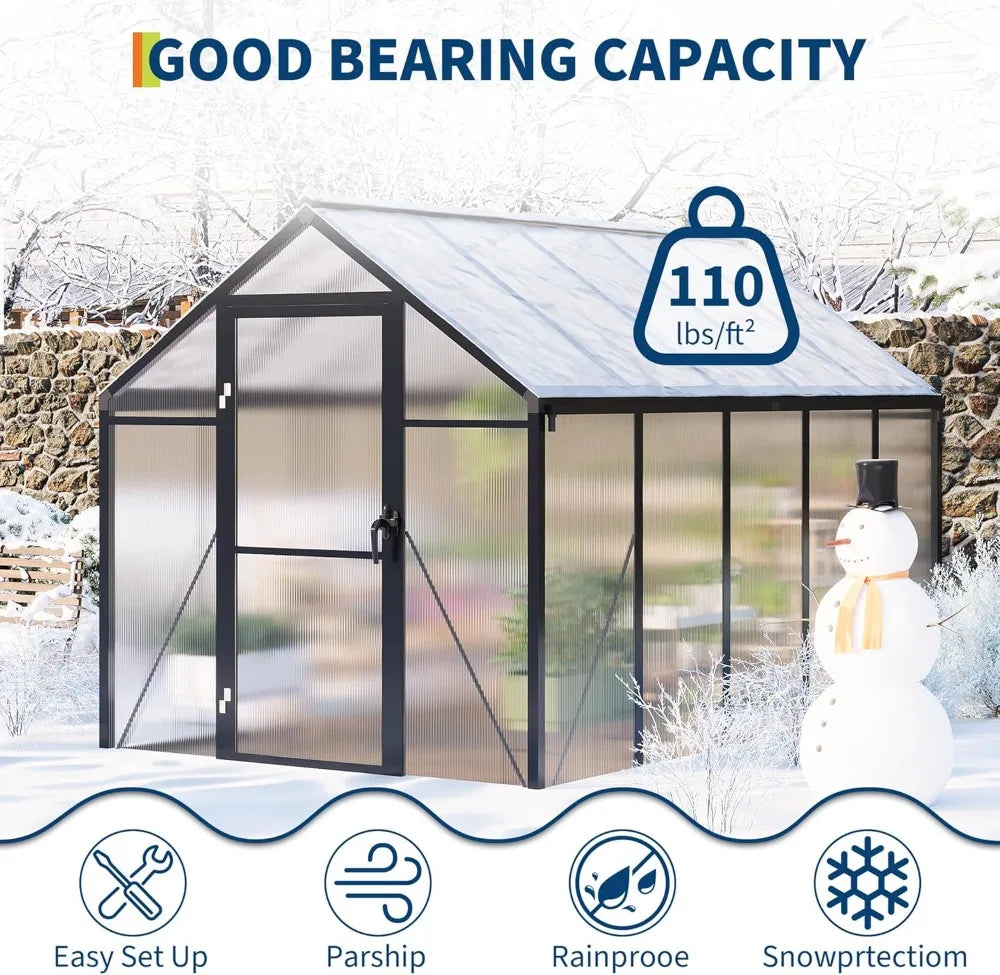 Polycarbonate Greenhouse With Aluminum Frame Quick Setup Roof Vent