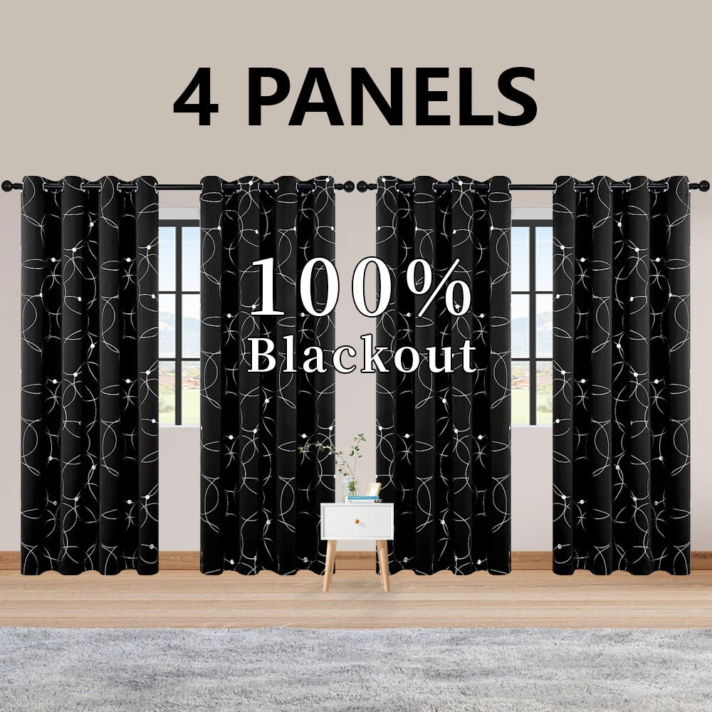 Circle And Dots Foil Thermal Insulated Curtains