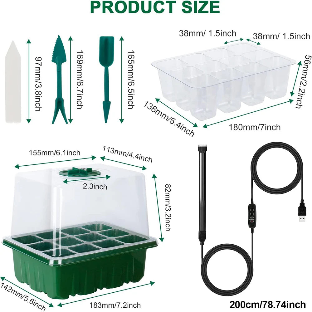 JGT Full Spectrum LED Grow Lights With Seedling Trays Humidity Dome